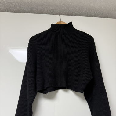 Zara cropped Rollkragenpullover (schwarz)