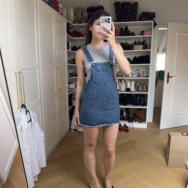 Jeans Latzkleid mit Taschen