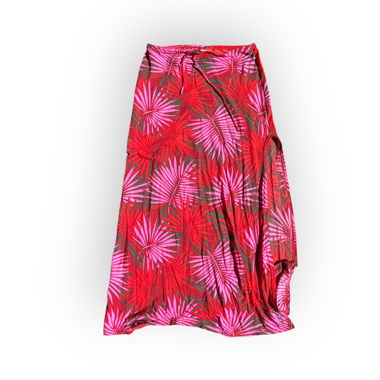 Jupe O'Neill à imprimé feuilles de palmier rose, rouge et gris
