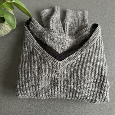 Grey Sweater with embroidered neckline