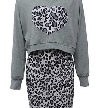 Hoodie and Leopard Skirt Set