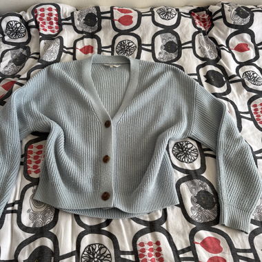 Cardigan in maglia azzurro chiaro