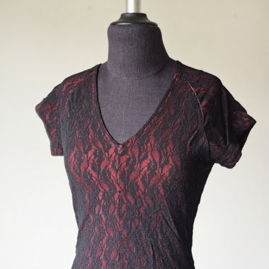 Black Lace Shirt Goth Coquette Gr. M