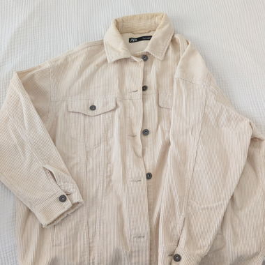 Giacca in velluto a coste beige ZARA taglia EUR S