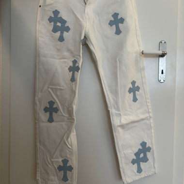 Jeans BLACSALT bianchi con croci taglia 31