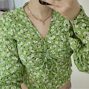 Clockhouse – Top a maniche lunghe floreale verde XS