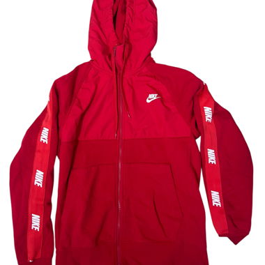 Felpa con cappuccio Nike rossa con zip