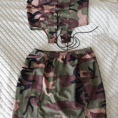 Camouflage Skirt and Bustier Set