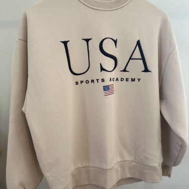 Felpa con cappuccio USA, beige