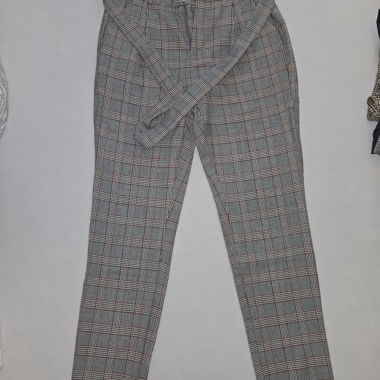 Checked Ladies' Trousers with Tie Belt