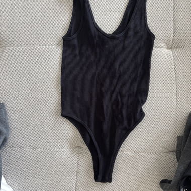 Black ribbed bodysuit