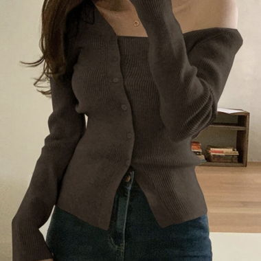 Gerippte Strick-Cardigan