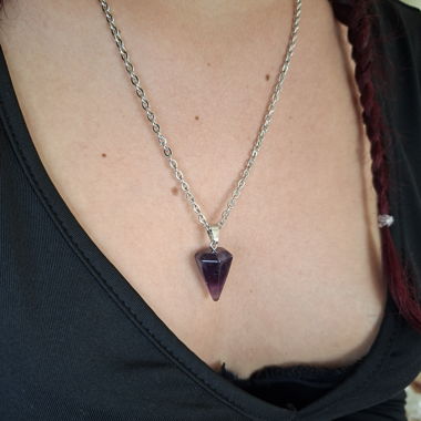 Collier pendentif pendule amethyste