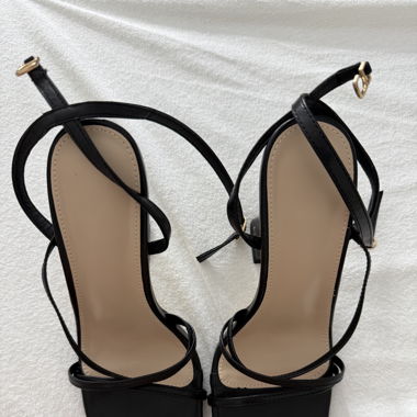 Black & Transparent Heel Sandals
