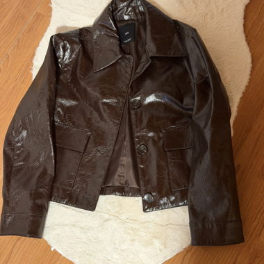 Veste en simili cuir Mango foncé brun XS