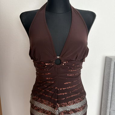 Brown Sequin Strap Top