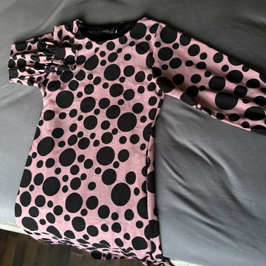 Pink Punk Dot Dress with Long Sleeves