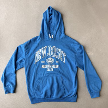 Blue New Jersey print hoodie
