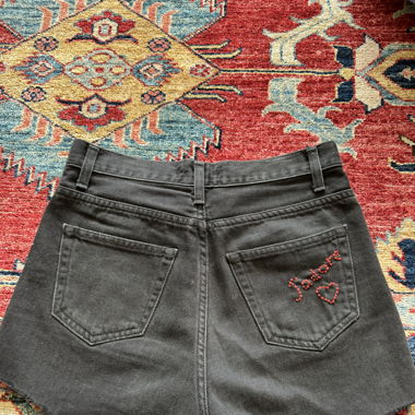 Embroidered Denim black shorts