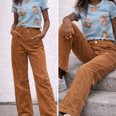 Pantaloni in velluto a coste marroni