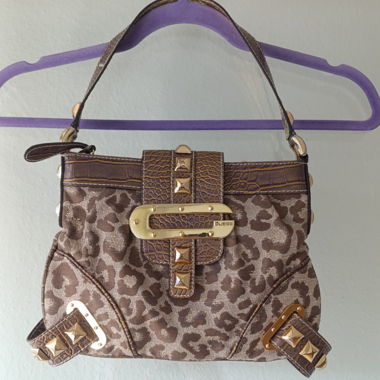 Borsa marrone Vintage Guess con stampa leopardata