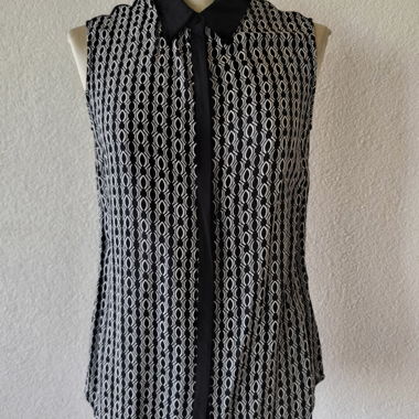 Ärmellose Bluse schwarz/weiss