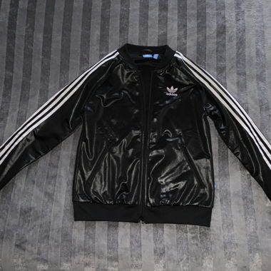 Black adidas Jacket with Patent Finish Effect