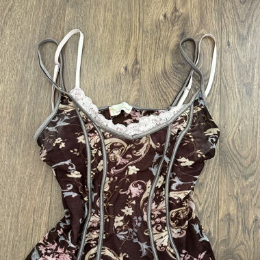 brown and pink vintage top 