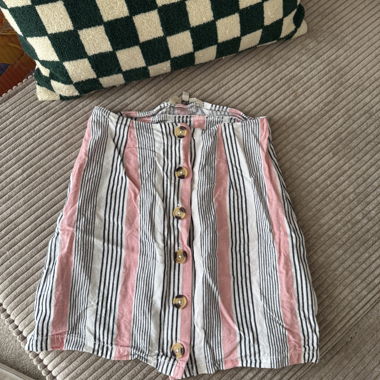 Striped Mini Skirt with Button Placket Size 34