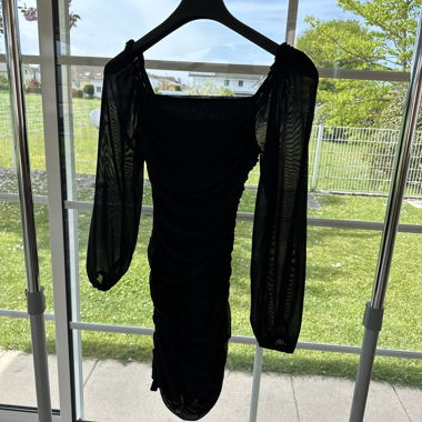 Black dress with puff sleeves