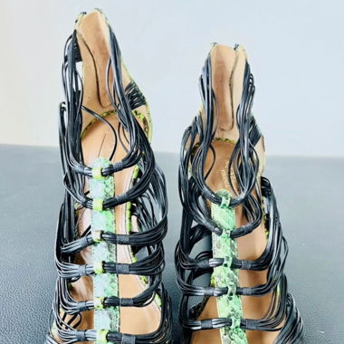 Magnifique Escarpins Aquazzura Green & Black Snak
