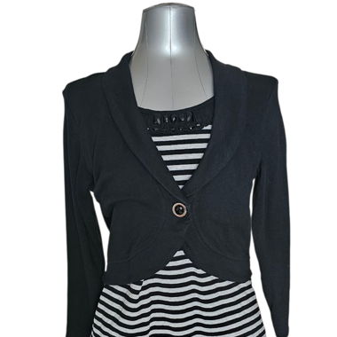 Blazer noir et top rayé 2 en 1