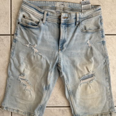 Light blue washed denim shorts