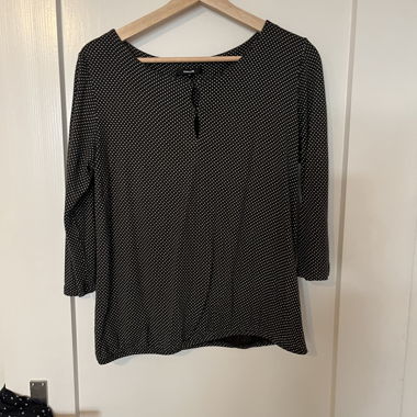 Black Blouse with White Dots