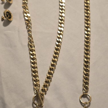 Set Collana e Bracciale Dorati in Acciaio Nuovo