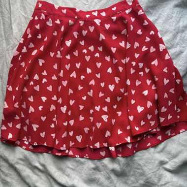 Red Skater Skirt with Heart Pattern Mint&berry