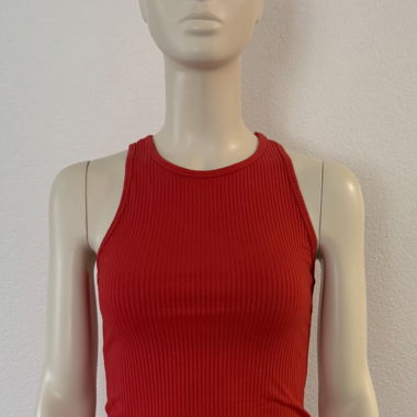Red Ribbed Tank Top
