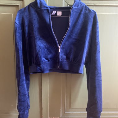 Hoodie zippé bleu court