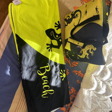 Bag and beach towel set with maxi geckos