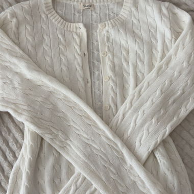 Cardigan bianco in maglia a trecce PacSun