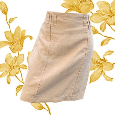 Jupe midi en lin beige