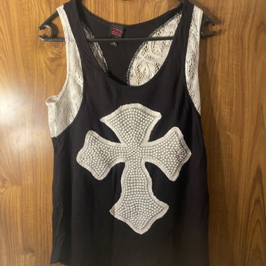 Y2k lace top with cross