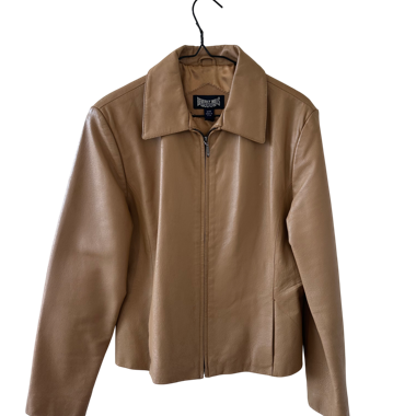 Blouson en cuir vintage beige / caramel S/M