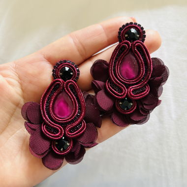 Handmade Earrings, Burgundy
