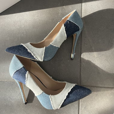 Incroyables escarpins effet jeans patchwork 