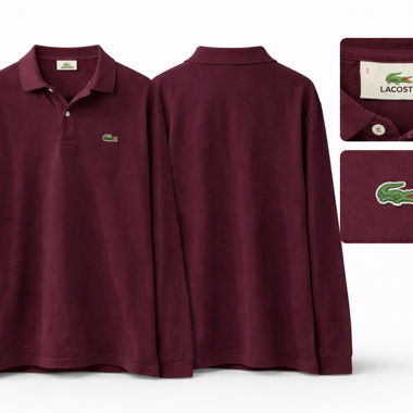 Polo a maniche lunghe Lacoste bordeaux taglia 3