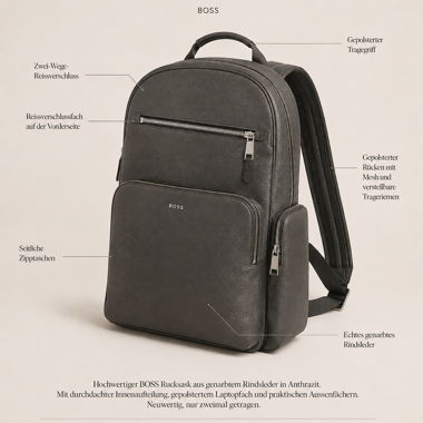 BOSS Lederrucksack «Highway»