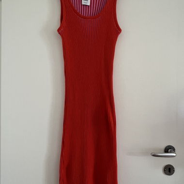 Red Ribbed Tank Dress