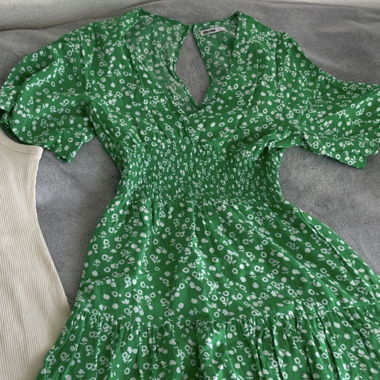 Green Floral Dress (mini short under) 