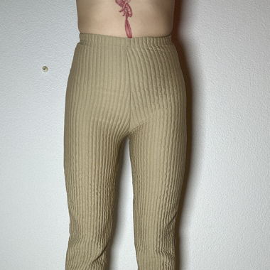 Beige Fabric Pants